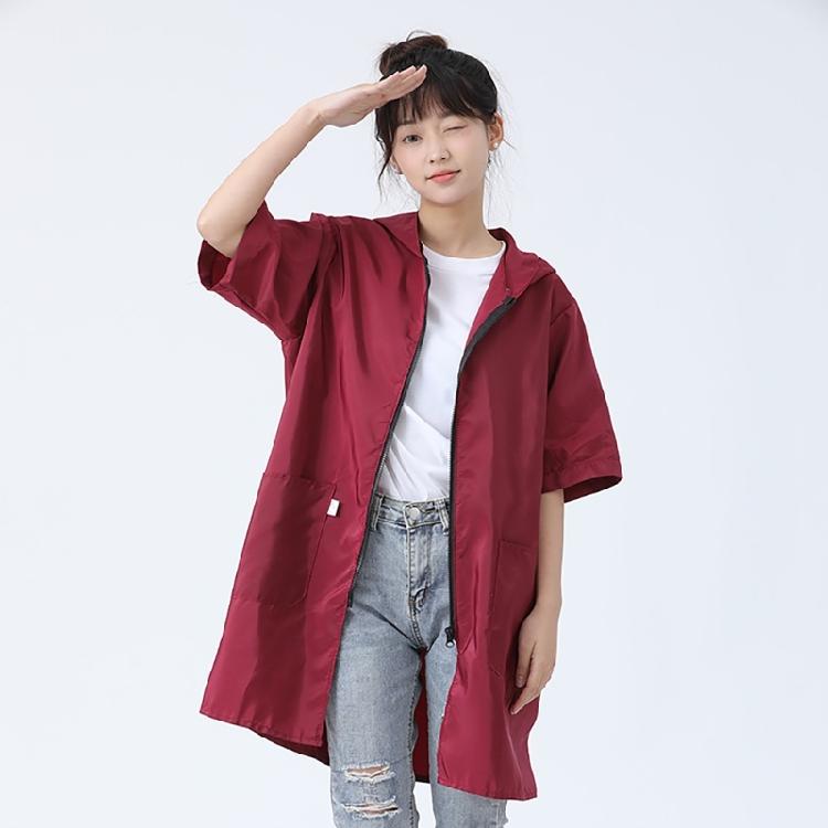 Cremalleras Manga Corta Impermeables Delantal Chaquetas Temporada Cocina Cocinar Delantal Bata Ropa de Trabajo con Bolsillos Grandes Mujeres Hombres