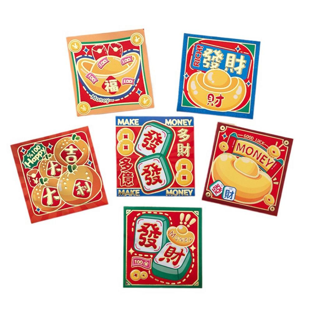 6Pcs Cartoon Lucky Red Pocket Thickened New Year Red Packet 2025 Red Envelope Bag  Spring Festival