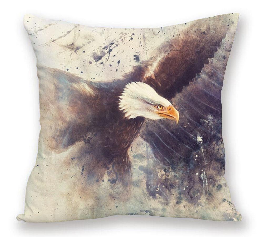 Eagle Wolf Animals Woman Portrait Painting Home Cushion Cover Xcm Decorative Pillows For Sofa