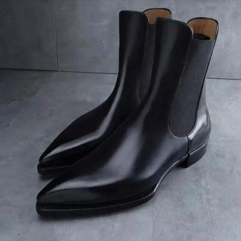 Fashion Men Fashion Chelsea Boots Black One Step Business Brand Formal Boots Waterproof Anti Slip Wear Resistant Size 38-48 Men Boots