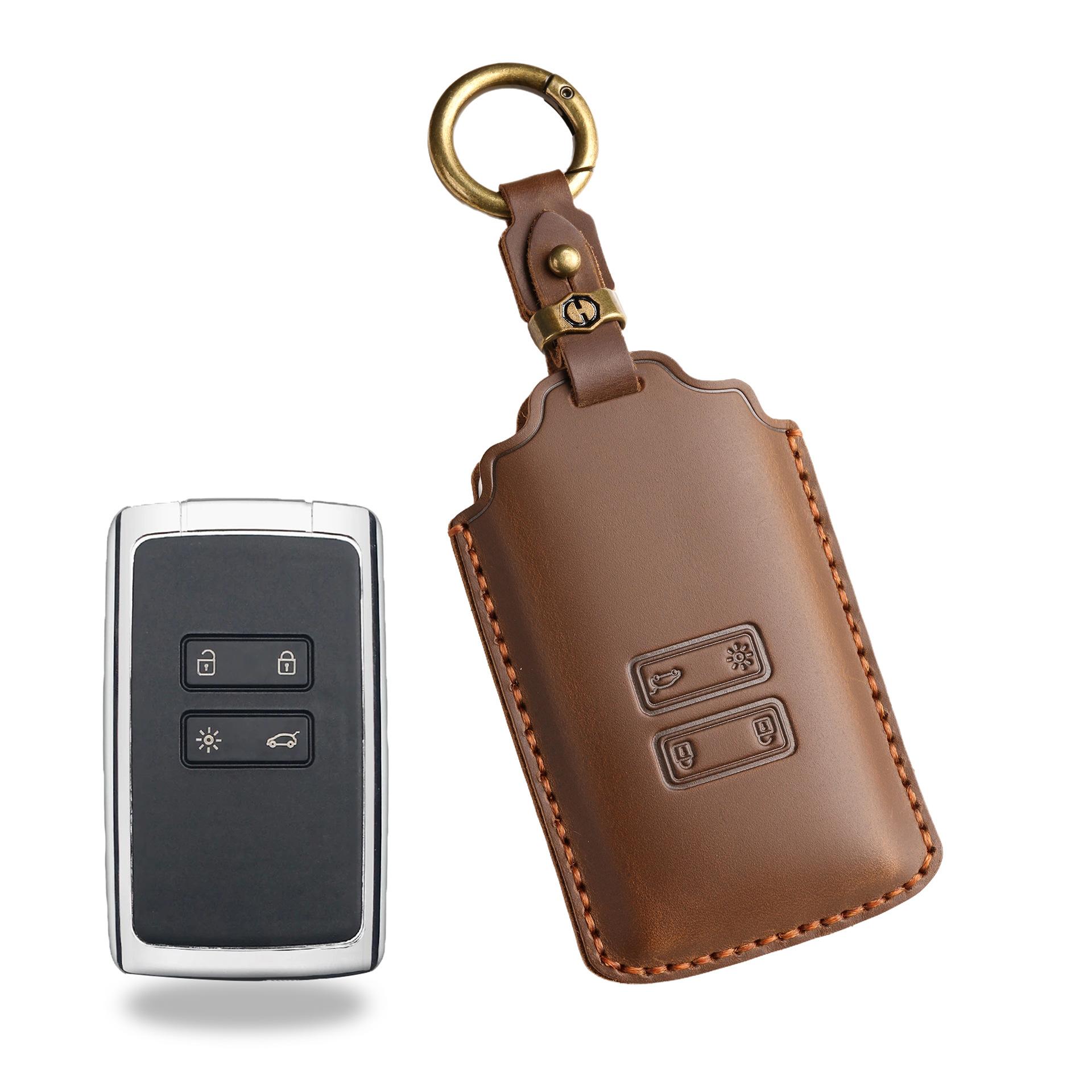 

Ретро чехол для ключа подходит для Dongfeng Renault Corregia Corregio новый автомобиль кожаный защитный чехол с пряжкой коричневый