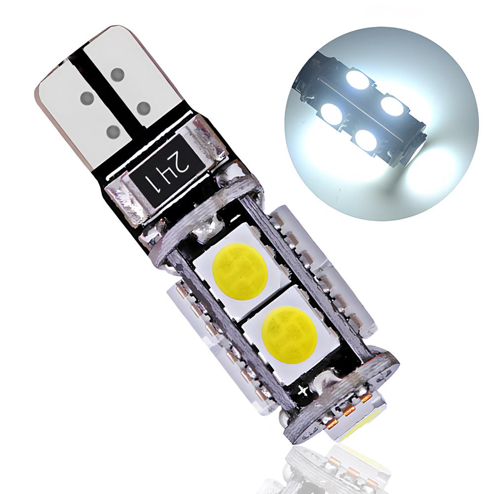 

2X T10 W5W 5050 13SMD 9SMD белые внутренние светодиодные лампы для автомобиля, клиновидные лампы для чтения, супер яркие, DC 12 В 9SMD White белый