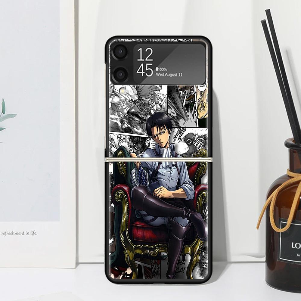 

Levi Attack-Titan Phone Case For Samsung Galaxy Z Flip 7 Flip7 Zflip 6 Flip6 5 Flip5 4 Flip4 3 Flip3 5G Fundas Black Cover Galax Samsung Z Flip 7