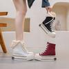 12CM Thick-soled Ultra-high-heeled Canvas Shoes, New Women's Two-wear Hooded Lace-up Single Shoes In Autumn and Winter 2025