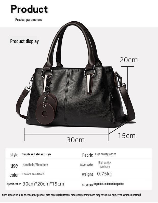 2025 Fashionable Women's Cowhide Shoulder Crossbody Bag – Versatile, Large Capacity, Three-Layer Design for Moms