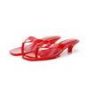 Damen Sandalen Flip Flops Tragen Quadratische Kopfmode Weinbrille Kristall Gelee Hausschuhe