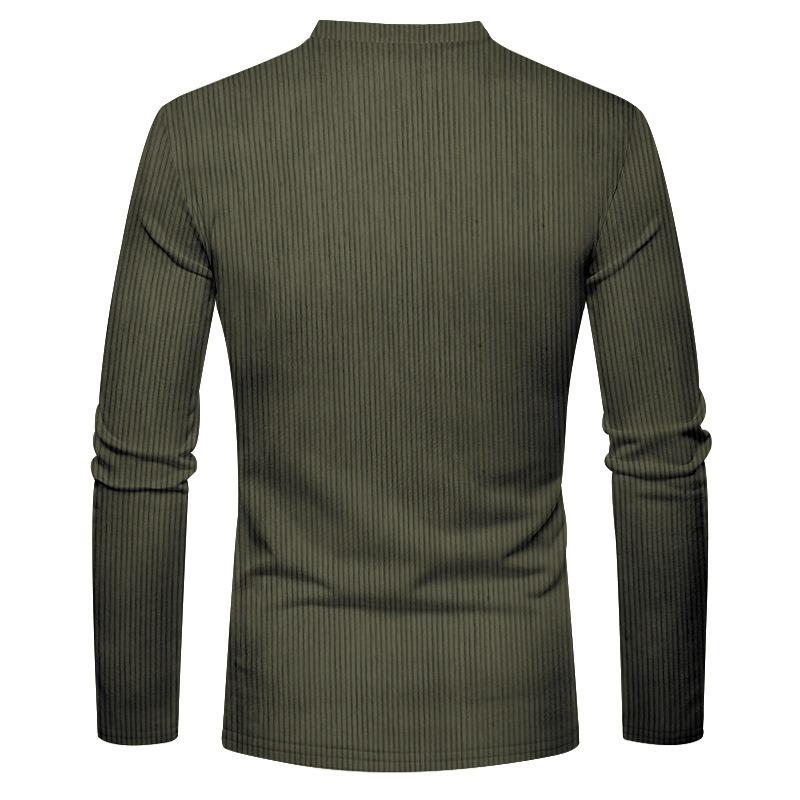 New Men's Casual Henry Slim Fit Solid Color Long Sleeve T-Shirt