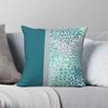 Floral Teal Turquoise Gray Square Pillowcase Polyester Linen Velvet Pattern Zip Decorative Home Cushion Cover 18"