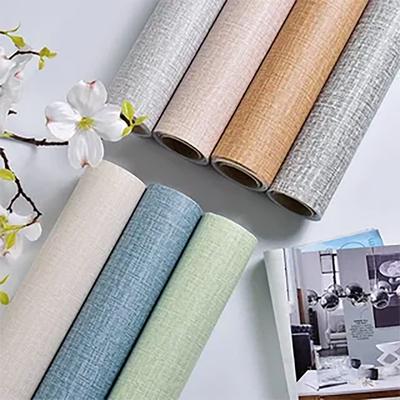 PVC Linen 3D Foam Solid Color Thickened Waterproof and Moisture-proof Self-adhesive Wallpaper Kitchen Bedroom Background Wall