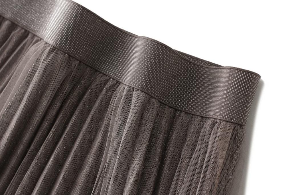 MOE2HUO Gradient Chiffon and Tulle Shiny Long with Elastic Elegant and Perfect for Everyday or Commuting Free Women's Skirt, Skirt, High-Waisted