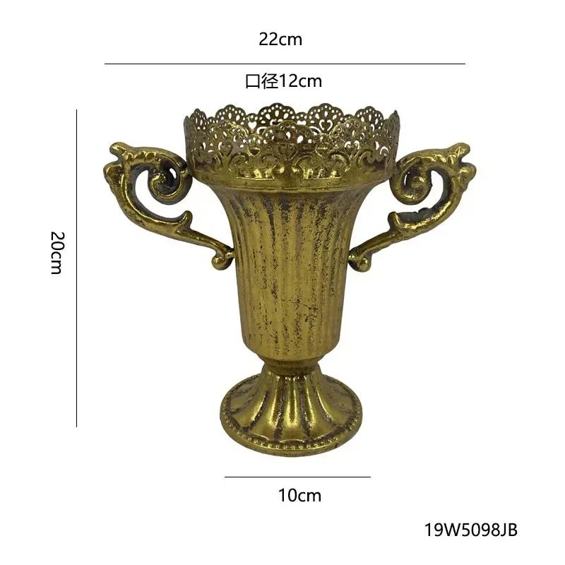 Europejski Styl Żelazny Wazon Hol Wejściowy Kompozycja Kwiatowa Na Biurko w Salonie Dekoracja Klasyczny Ozdoba na Przyjęcie Świąteczne