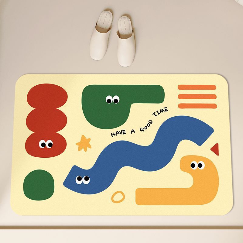 

Мультяшный коврик для пола в ванной комнате, водопоглощающий и грязеотталкивающий, забавный коврик для прихожей в ванной, быстросохнущий коврик для пола из диатомовой земли, противоскользящий коврик для туалета 40*60cm