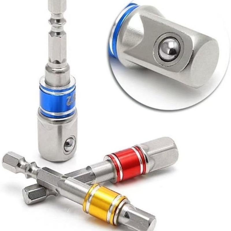 Hex Handle to Square Head Socket Extension Rod (1/4, 3/8, 1/2) - Air/Electric Screwdriver Connection Conversion Rod