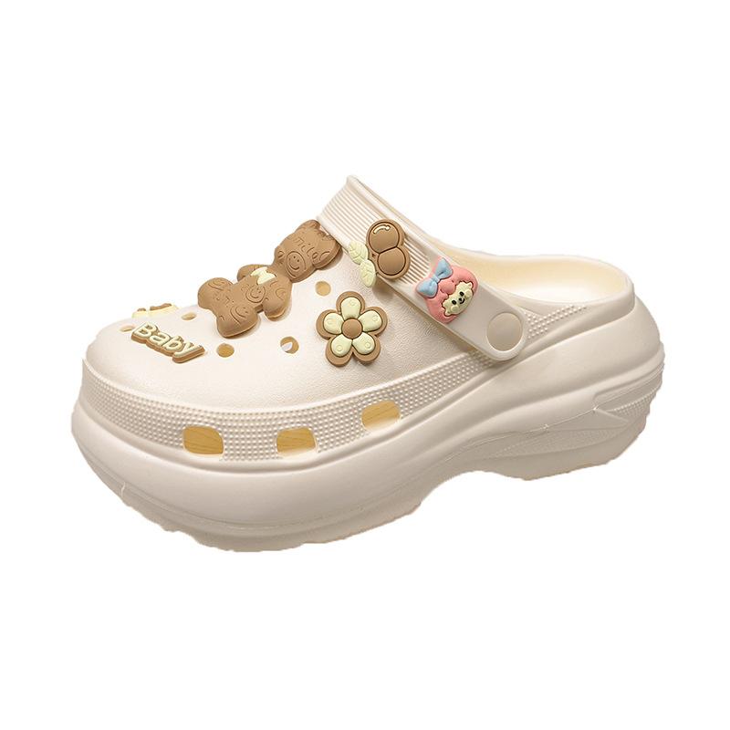 

Наступая на дерьмовые туфли женщины 2025 новая летняя одежда толстая подошва нескользящие интернет-знаменитости пляжная сумка голова крутые тапочки девушки 35