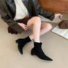 2025 New Versatile Fashion Short Boots Women's Pointed Head Low Heel Simple Temperament Thin Short Boots