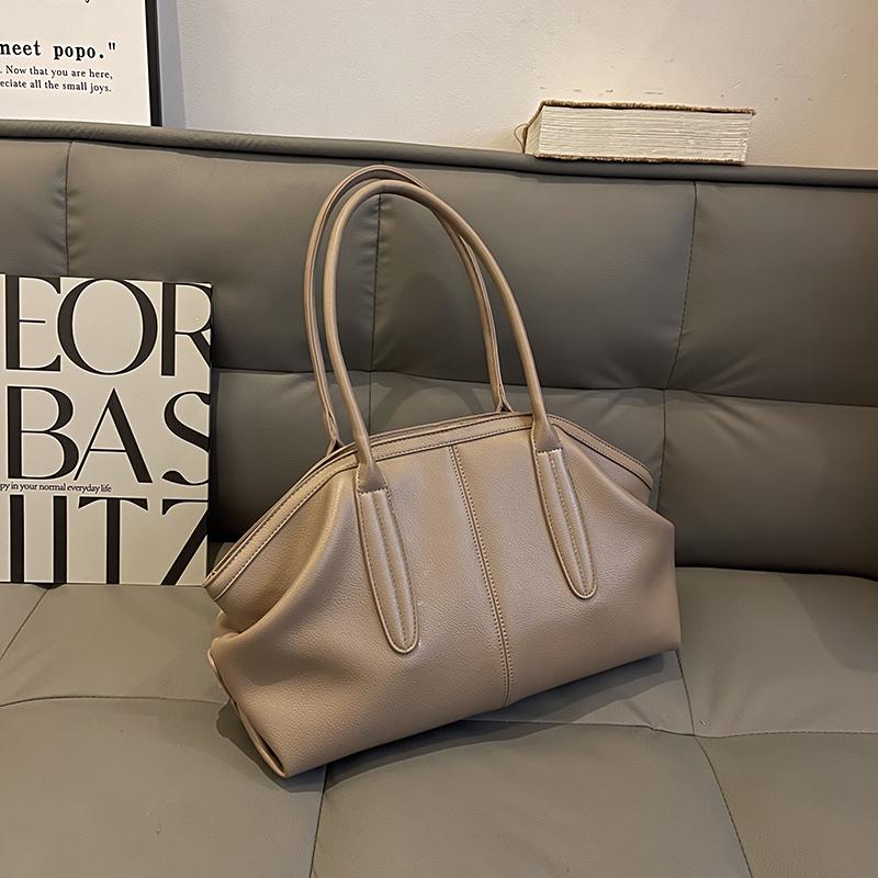 Retro Minimalist Quilted Tote Bag Soft PU Leather Shoulder Bag Large Capacity Handbag For Commute Shopping