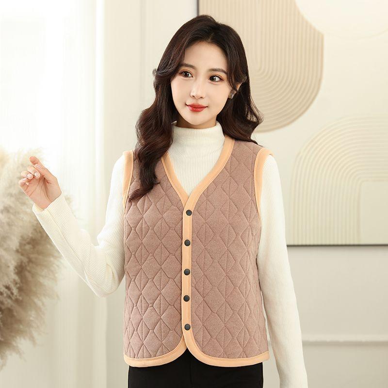 

Женский осенне-зимний теплый жилет для мам среднего и пожилого возраста, Dralon-хлопок, большого размера, эластичная жилетка 5XL