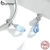 bamoer 925 Silver Blue Snowflake Spacer Charm Frozen Ice Crystal Opal Sun Pendant for Bracelet Women Fashion Jewelry