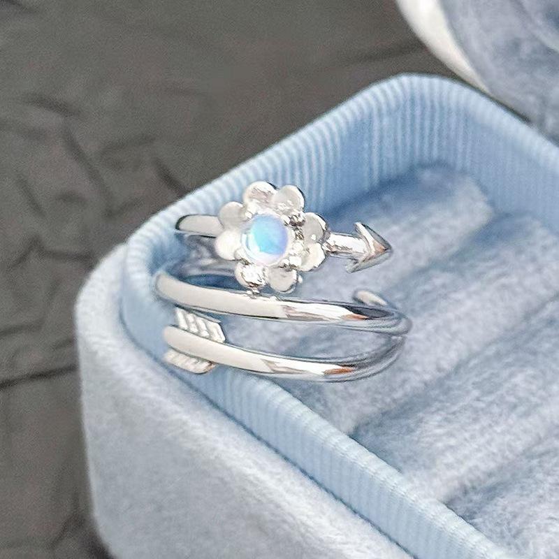 Moonstone Series Opening Adjustable Ring Personality High Sense Simple Light Luxury Niche High Sense Jewelry Adjustable opening