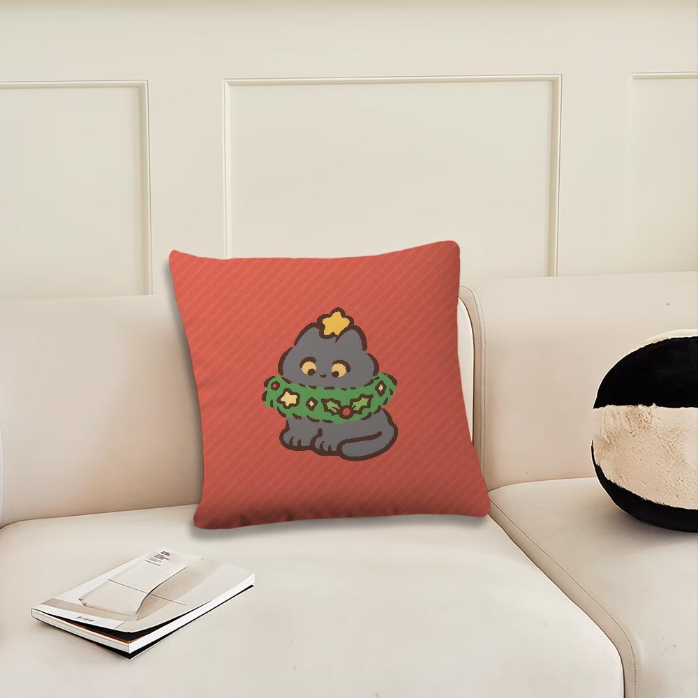 Christmas Cartoon Cute Kitten cushion cover Pillow Cover Decoration Room Home Sofa living Office Car Nordic Simplicity