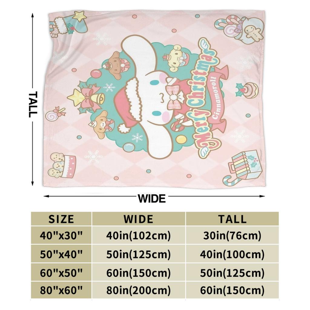 Cinnamoroll Christmas Fleece Blanket Funny Throw Blankets for Bed Sofa Couch 125*100cm Plush Thin Quilt