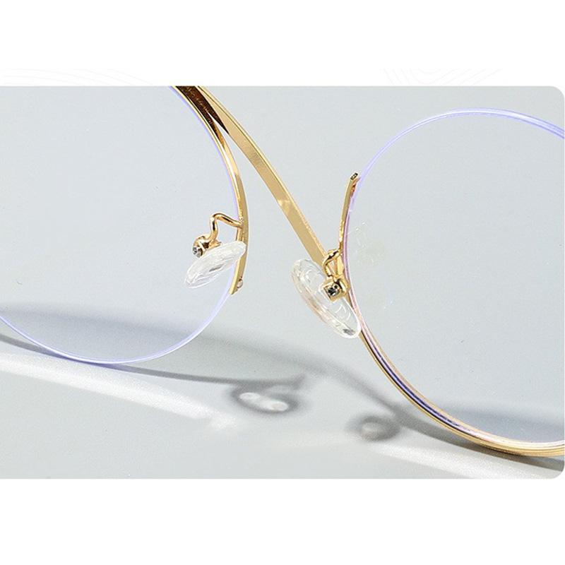 Fashion Anti-Blue Light Mirror Coating Lens Spring Leg Lifting Wire Half Frame Semi Frame Lens Plain Small Fresh Lady