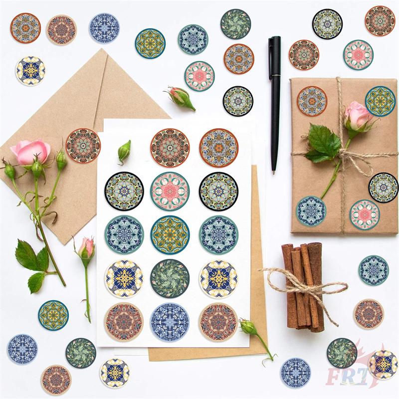 500Pcs/Roll Retro Flower Pattern Art Kids Rewards Stickers - DIY Scrapbooks Album Decor Sealing Label Decals