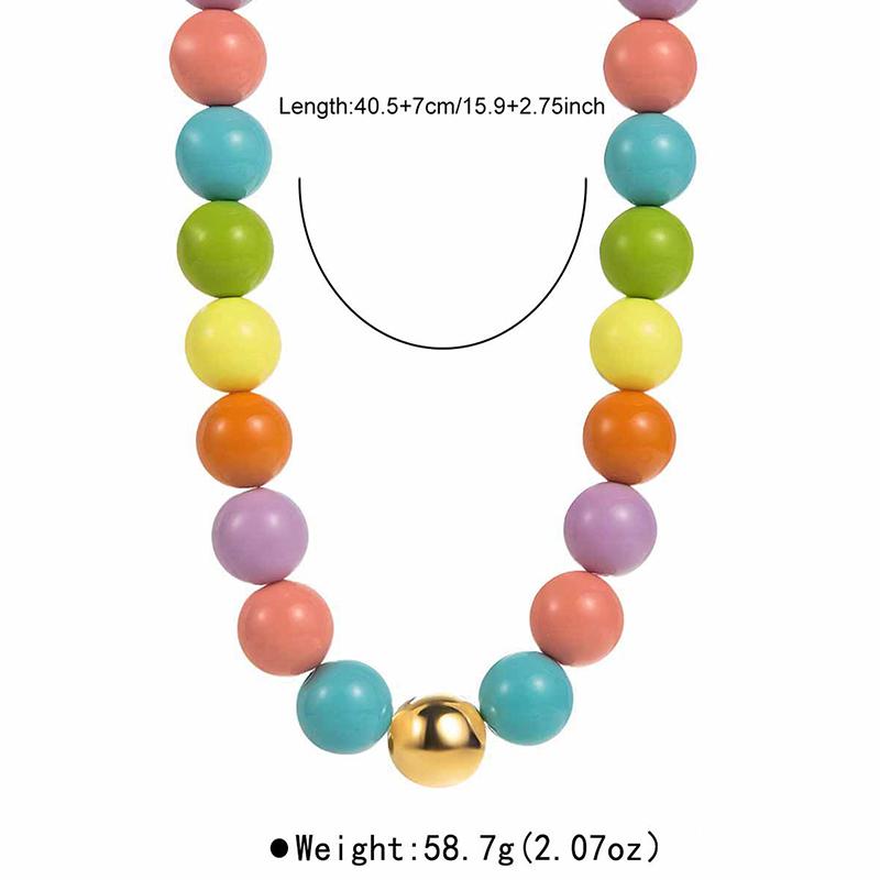 Solid Color Acrylic Bead Necklace Sweet Candy Colored Bead Fashion Cute Bohemian Handmade Colorful Collarbone Chain
