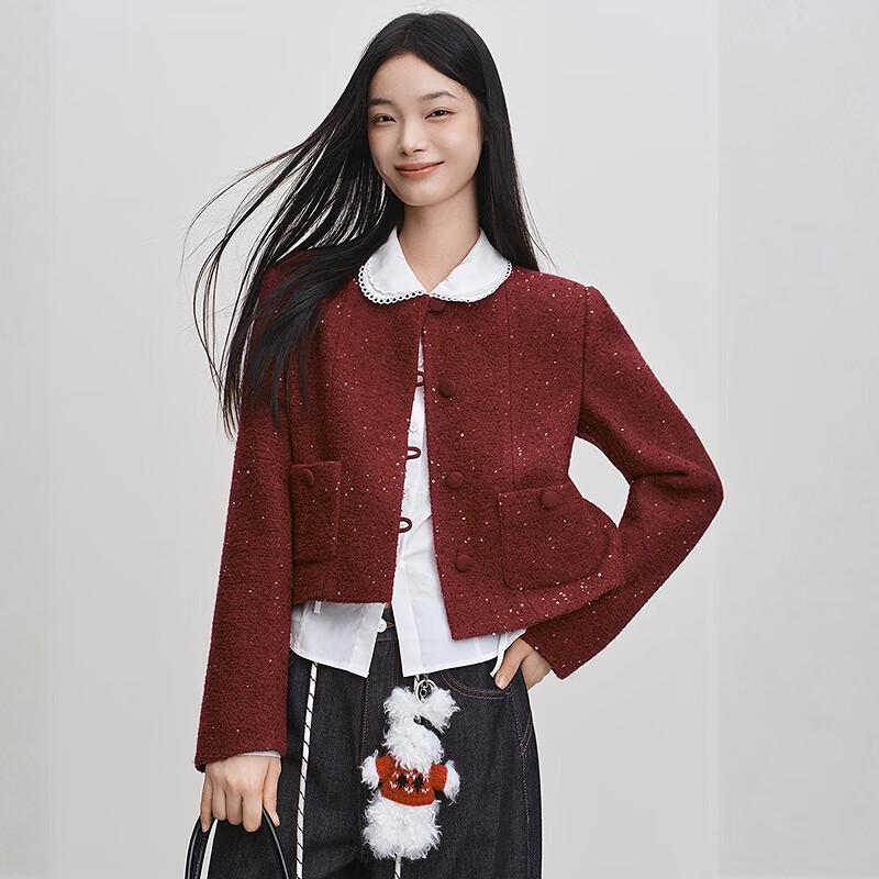 

LEDING Exquisite French Style Short Tweed Jacket M