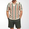 Completi Estivi da Uomo a 2 Pezzi Set Corti in Maglia Vintage Pullover a Manica Corta Polo Casual Tuta da Spiaggia Top a T-shirt e Pantaloncini Set Coordinato per Uomo