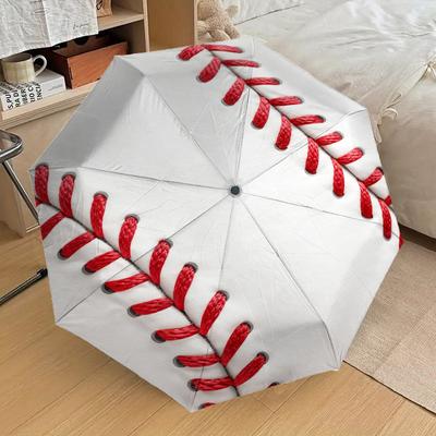 1pc Baseball Stitch Pattern Umbrella Design Automatic Opening and Closing Umbrella, High-quality Travel Umbrella,  C1128162