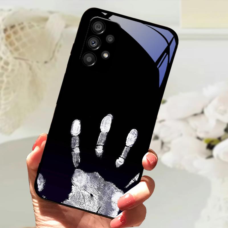 Glass Case For Samsung A13 A23 4G 5G Cartoon Tempered Glass Phone Cover For Galaxy A33 A53 A73 5G Hard PC Glass Protector Cases
