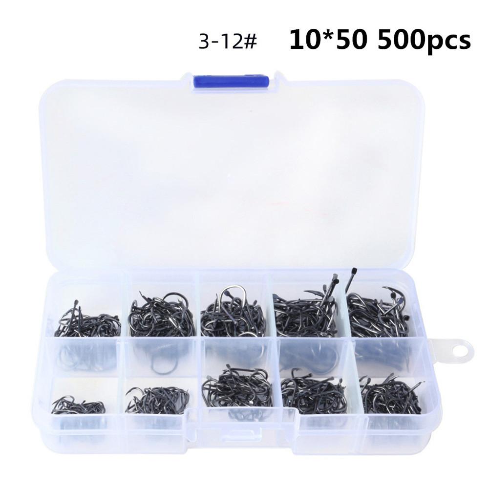 1 Set Of Fishing Hook High-carbon Steel Fish Hook Set 3#-12# Non-ring Non-hole Fish Barbed Hook