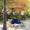 Half Umbrella Canopy Polyester Outdoor Half Umbrella Replacement Canopy Cover for Patio Garden Khaki