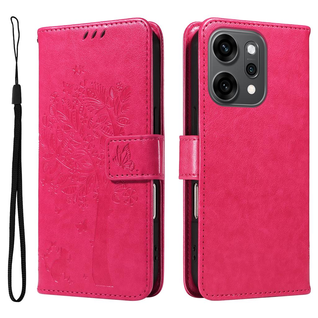 For Oppo Reno14 Pro 5G (China)/Oppo Reno14 Pro 5G (Global) Phone Case with Stand Cat Tree Pattern Leather Wallet Mobile Cover