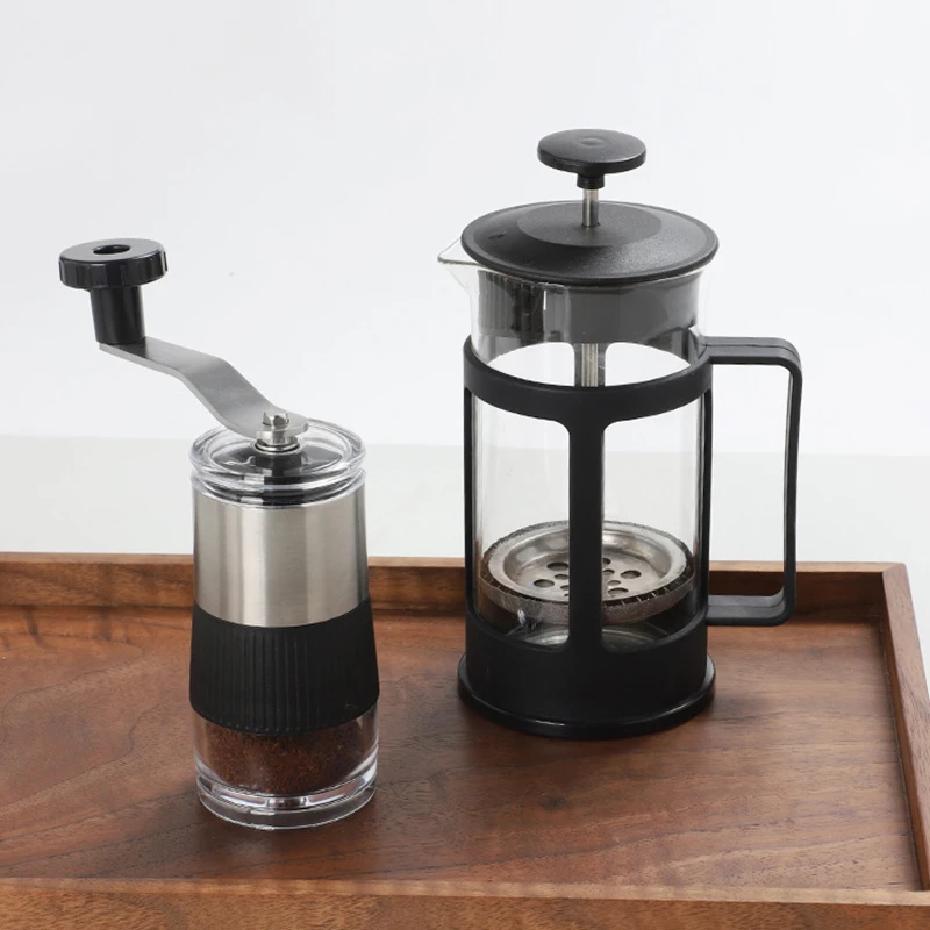 Nuovo mini agitatore manuale per macinazione dei chicchi di caffè in acciaio inossidabile con anima in ceramica, macchina per caffè visiva