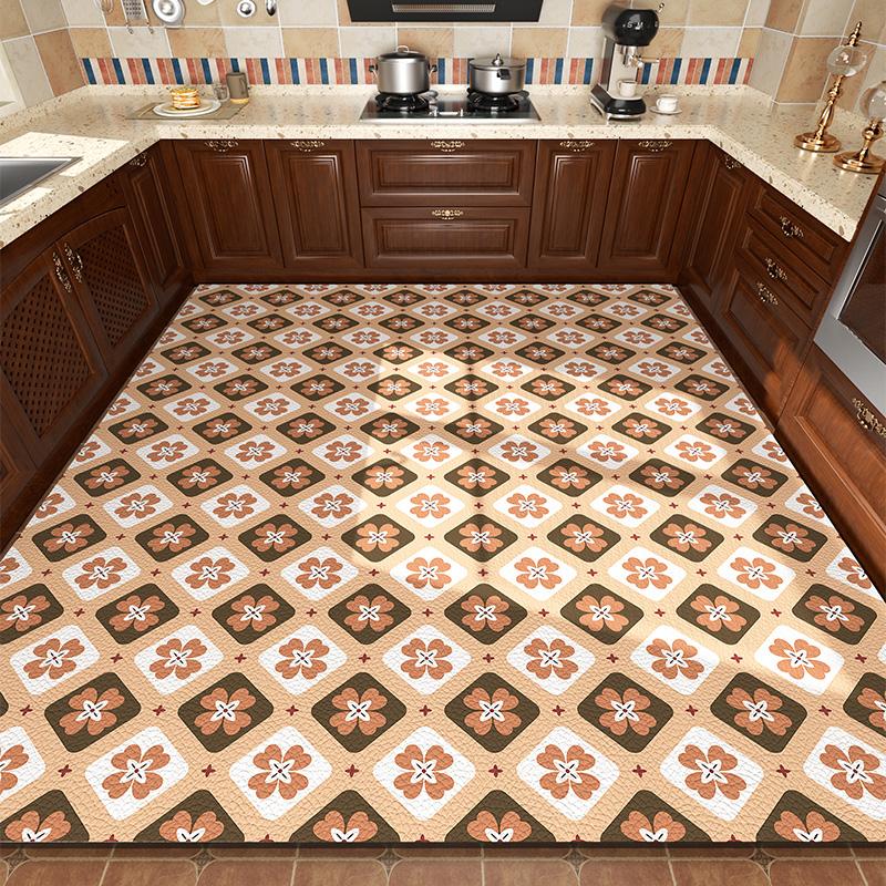 Carpet for Kitchen Pvc Floor Mat Large Size Waterproof Non-slip Carpets Leather Anti-fatigue Foot Mats Retro Home Decoration Rug