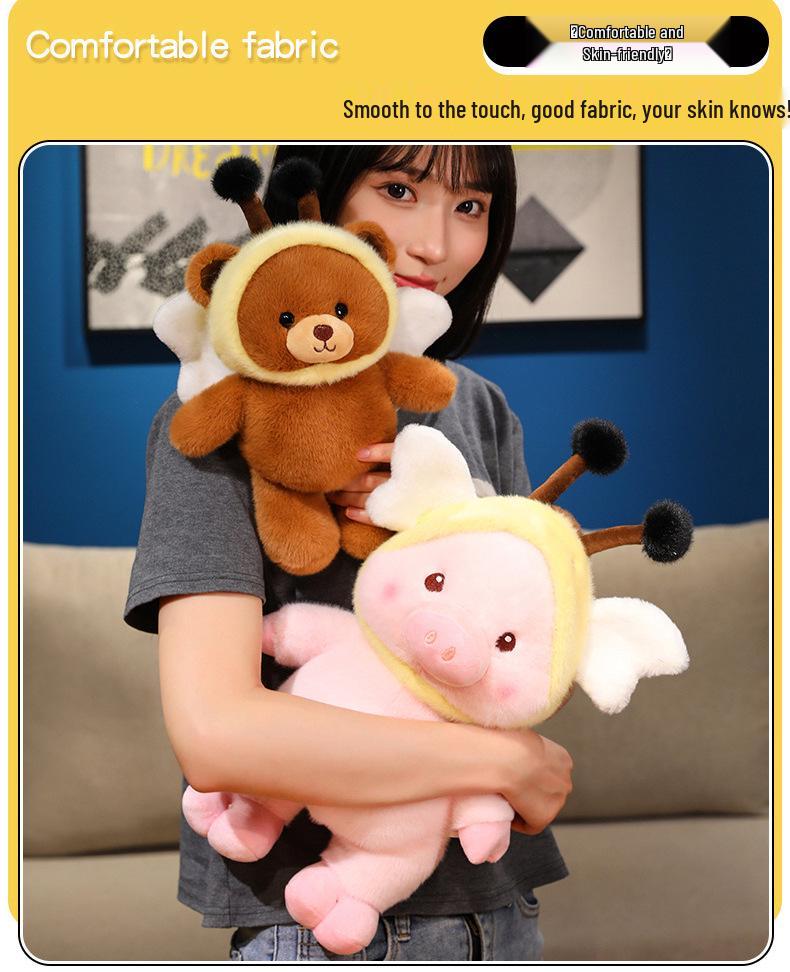 Hobby Cute Animal Plush Toy: Bee, Penguin, Pig, Teddy Bear Soothing Doll for Children