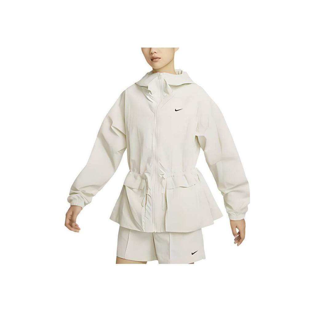 Nike Solid Color Print Logo Hooded Long Sleeve Jacket Women Jackets White FN3670-020