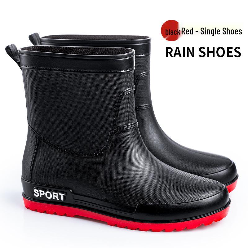 Men's Mid-Calf Non-Slip Fleece-Lined Rubber Rain Boots for Fashion, Work, and Outdoor Activities