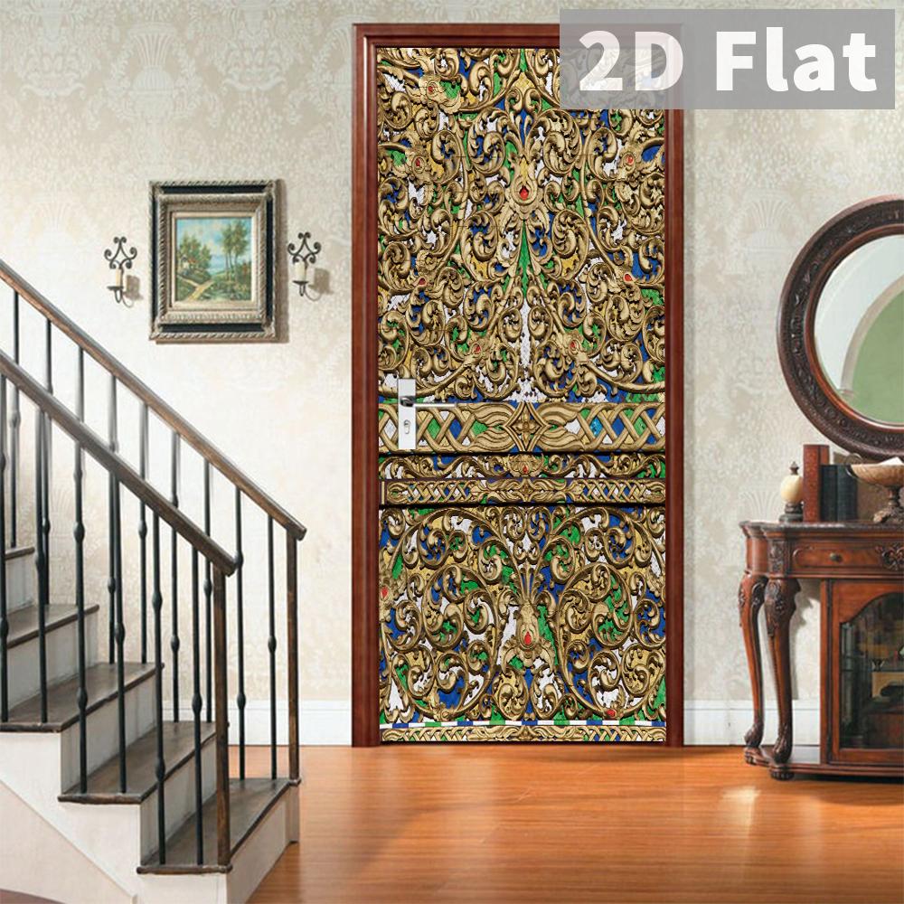 76Style 77/90cm Self-Adhesive Door Stickers Removable Wall Sticker Scenery Wallpaper Stone Stair Murals for Doors Modern Home Decor