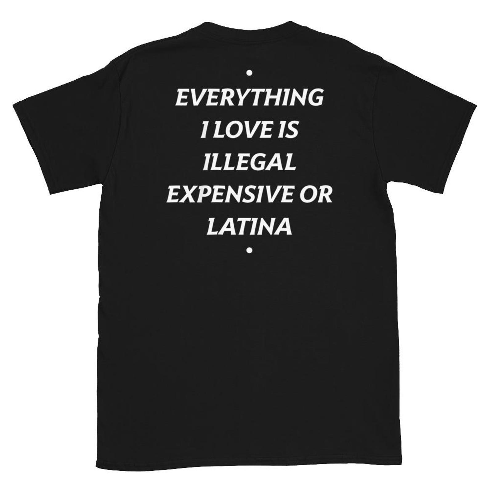 Everything I Love is Illegal Expensive Or Latina Shirt, “Everything I Love Is Illegal Expensive or Latina” Shirt, Latinas lovers shirt 3XL