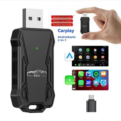 K83 Kablosuz CarPlay Kutusu 2'si 1 arada Apple Android Auto Akıllı Bağlantı CarPlay Adaptörü