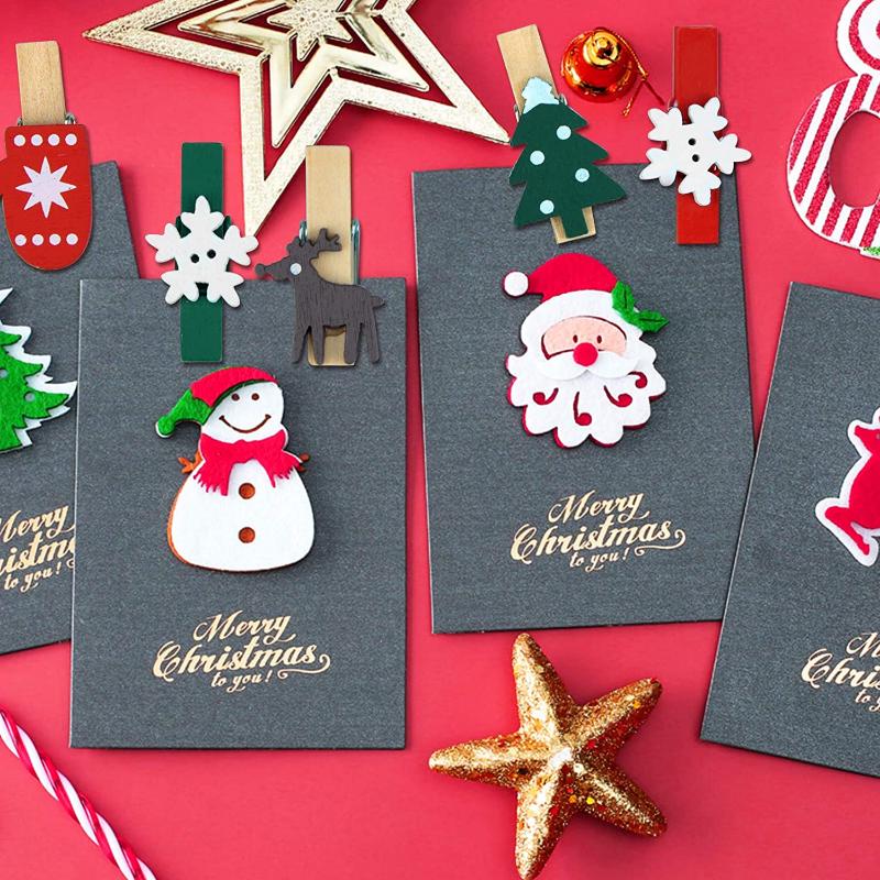 50pcs Christmas Wooden Clips New Year Party Decoration Photo Wall Clip DIY Christmas Ornaments Decorations for Home Xmas Tree
