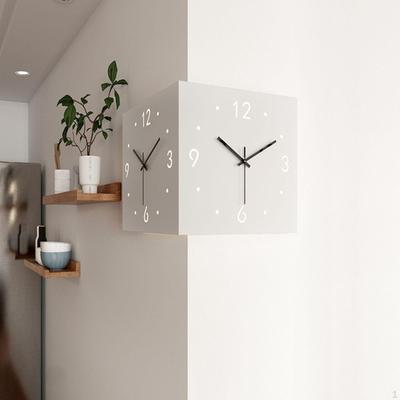 Double Sided Corner Wall Clock Non Ticking Silent Housewarming Gift Square Decorative for