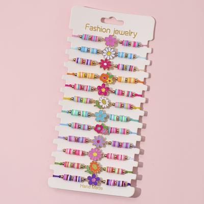 Set da 12 Pezzi Ciondoli Fiore Frutta Braccialetti Regolabili in Corda Fatti a Mano per Donne Ragazze Bambini Festa di Compleanno Gioielli Regalo di Amicizia