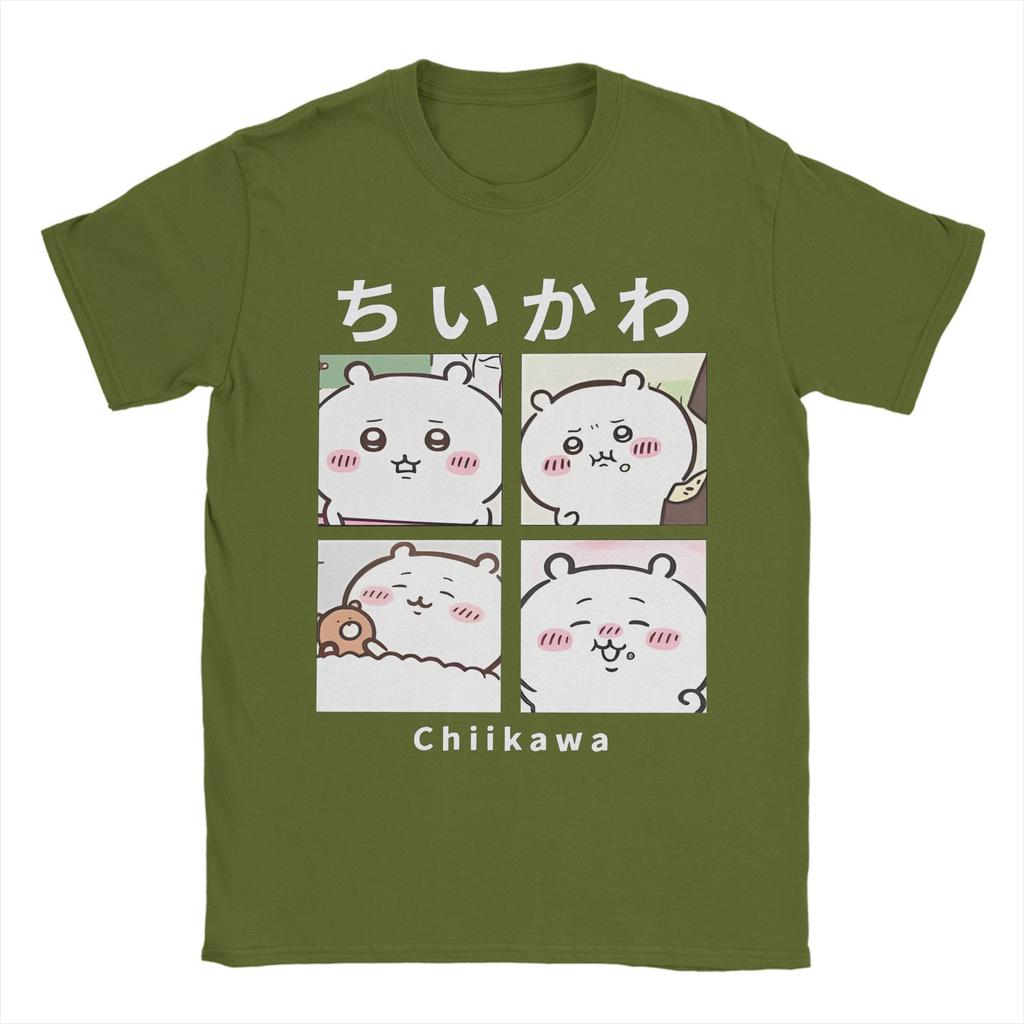 Harajuku T-Shirt Summer Chiikawa Novelty T Shirts Meme Cotton Tee Shirt for Couple Y2K Funny Cheap Short Sleeve Tees