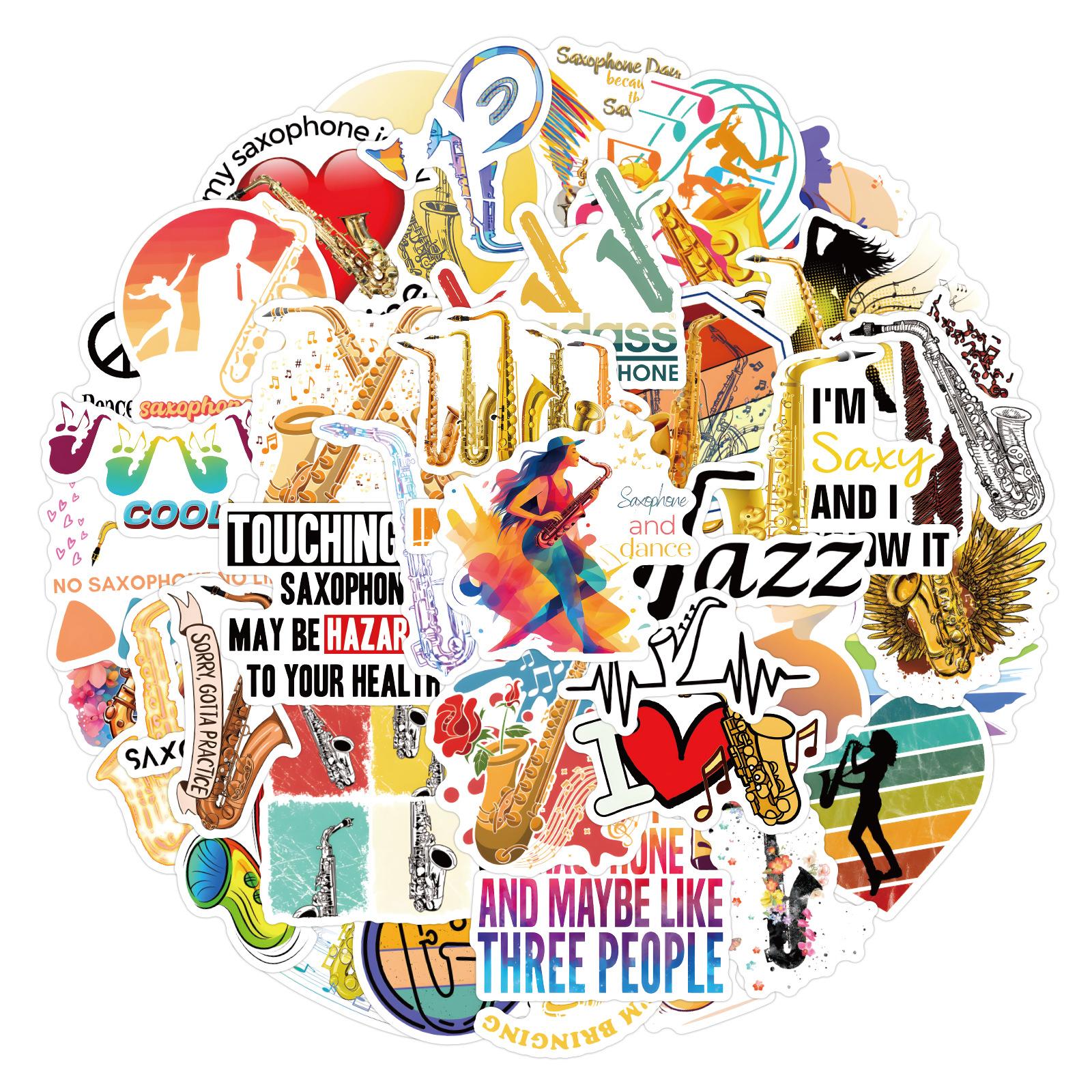 

100 Musical Instruments Saxophone Graffiti Stickers Decorative Suitcase Notebook Scooter Waterproof Stickers