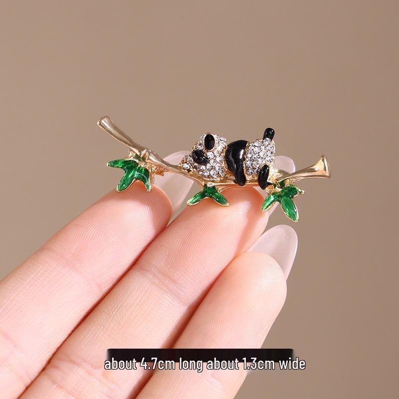 New Chinese Style Panda Brooch - Cute Rising Bamboo Animal Pin for Jackets