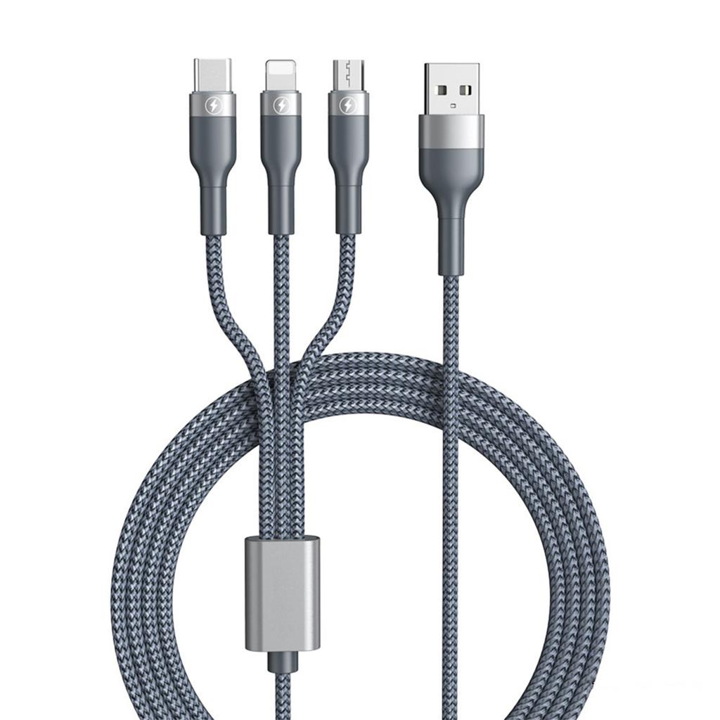3-IN-1 USB Cable Fast Charging Cable Multi Charging Cord USB Cord Adapter Braided Wire For Mobile Phone Tablet Laptop